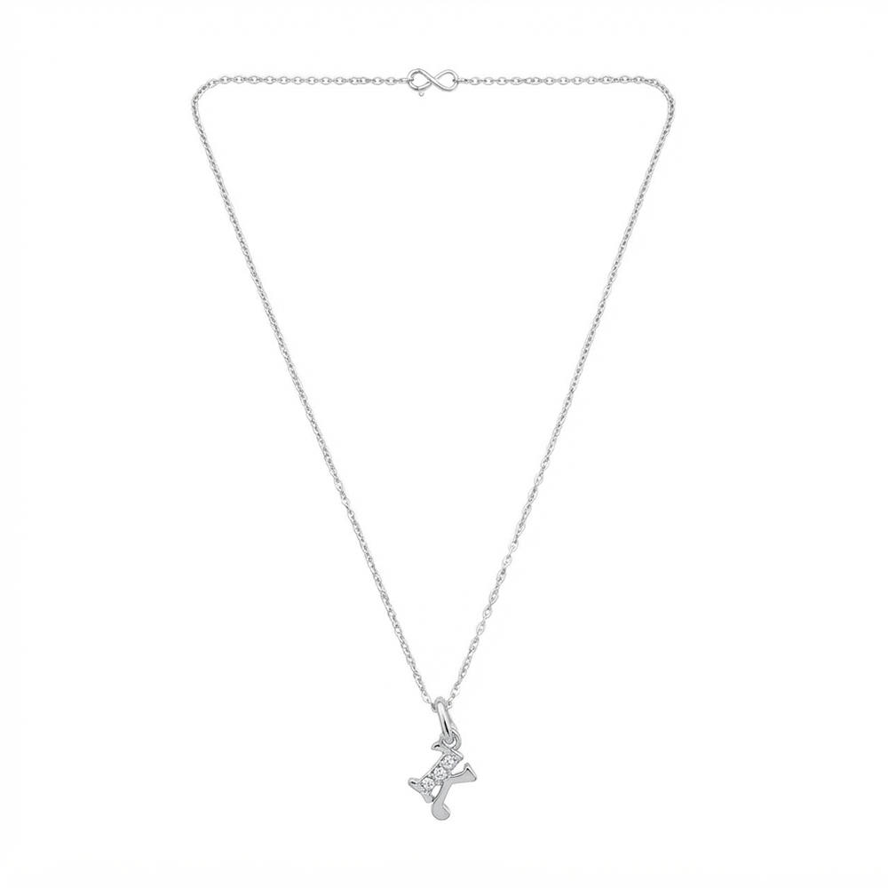 The99Jewel Silver Plated Letter K Initial Chain Pendant with Austrian Stone