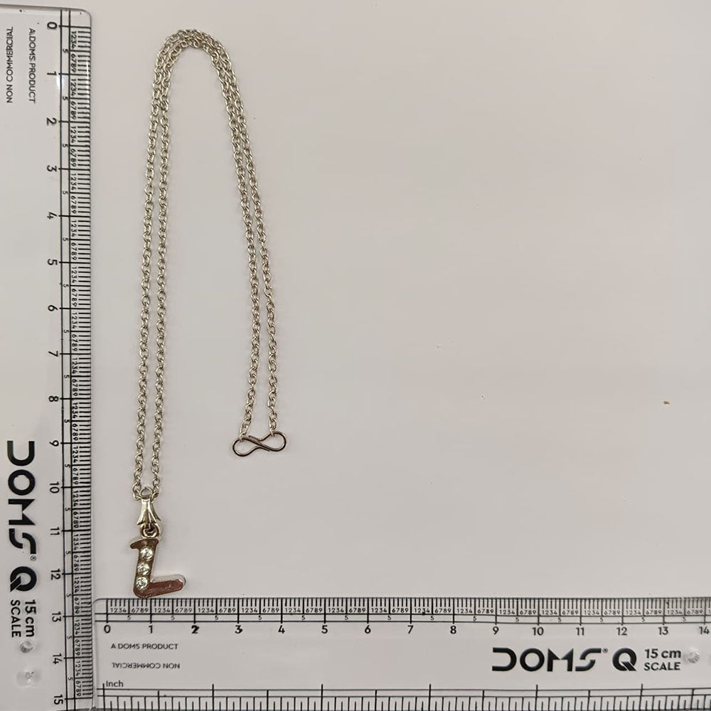 The99Jewel Silver Plated Letter L Initial Chain Pendant with Austrian Stone