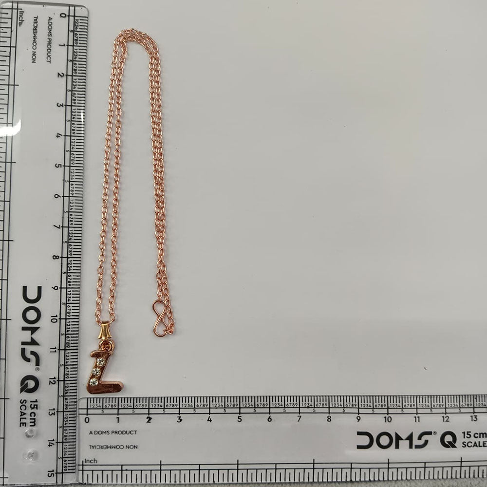 The99Jewel Rose Gold Plated Letter L Initial Chain Pendant with Austrian Stone