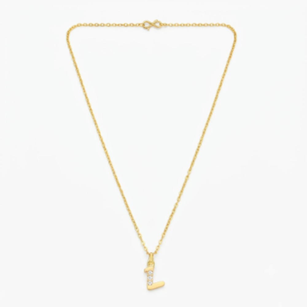 The99Jewel Beautiful Initial L Pendant Chain for Women Trendy Gold Plated Fashion Jewellery