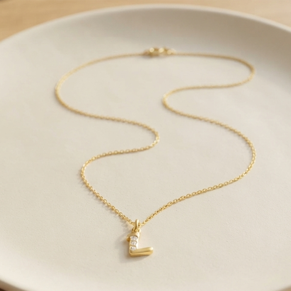 The99Jewel Beautiful Initial L Pendant Chain for Women Trendy Gold Plated Fashion Jewellery