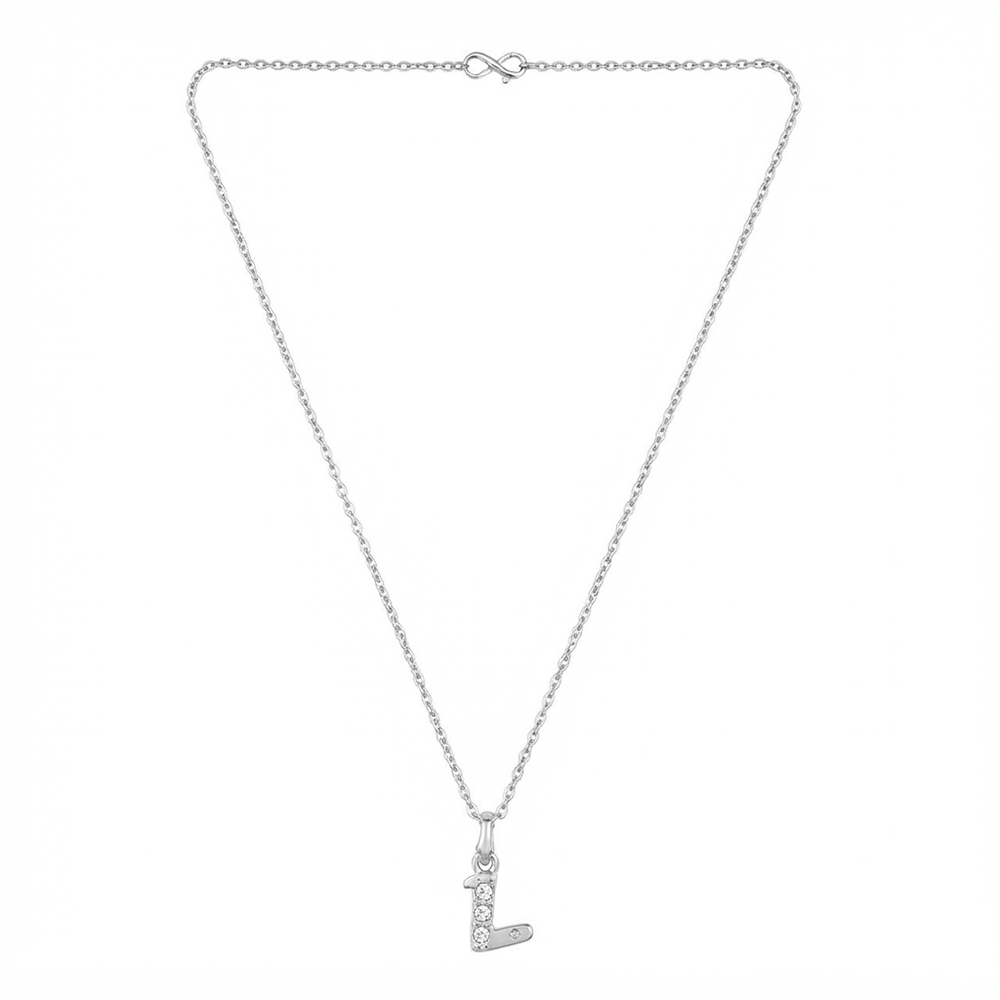 The99Jewel Silver Plated Letter L Initial Chain Pendant with Austrian Stone