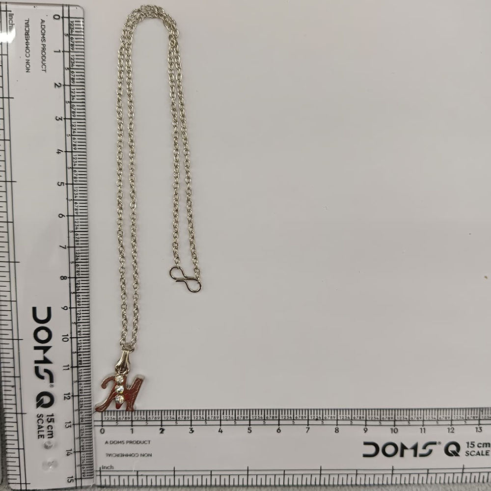The99Jewel Silver Plated Letter M Initial Chain Pendant with Austrian Stone
