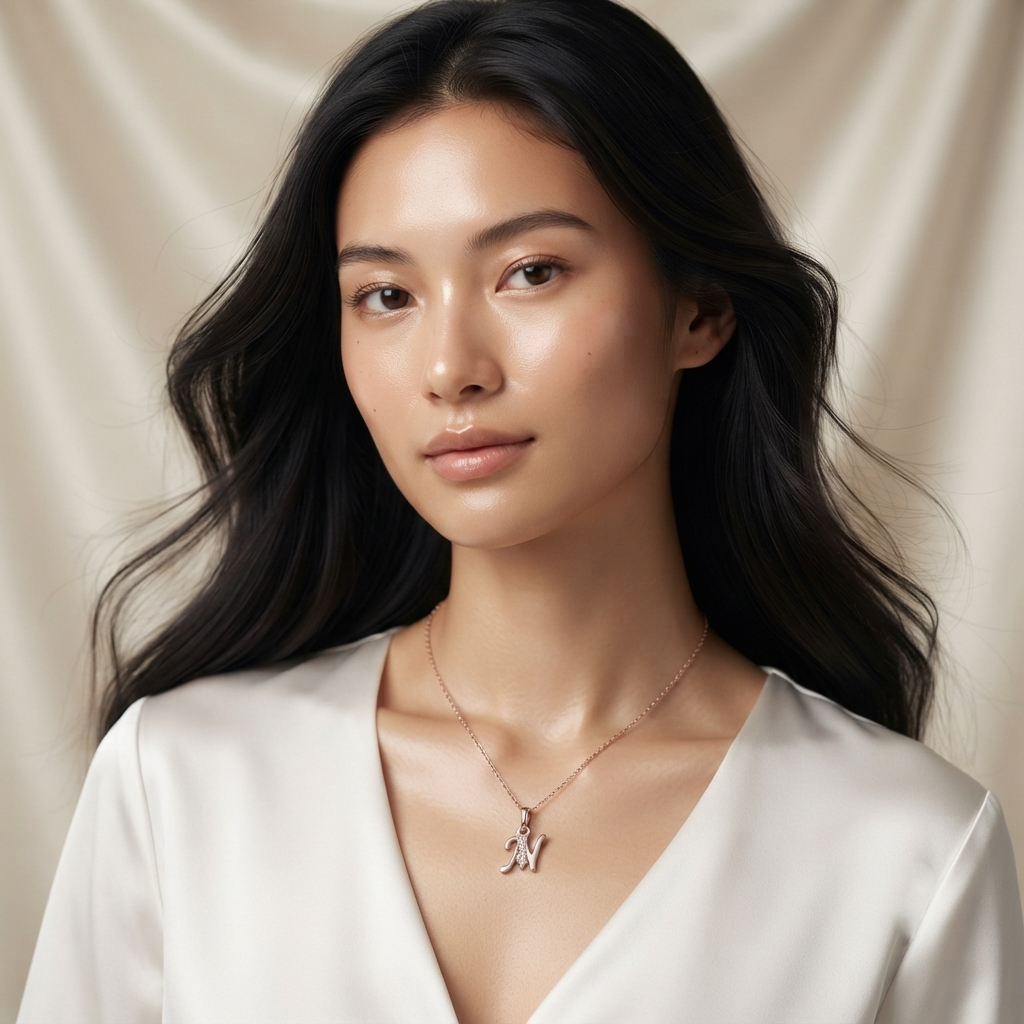 The99Jewel Rose Gold Plated Letter N Initial Chain Pendant with Austrian Stone