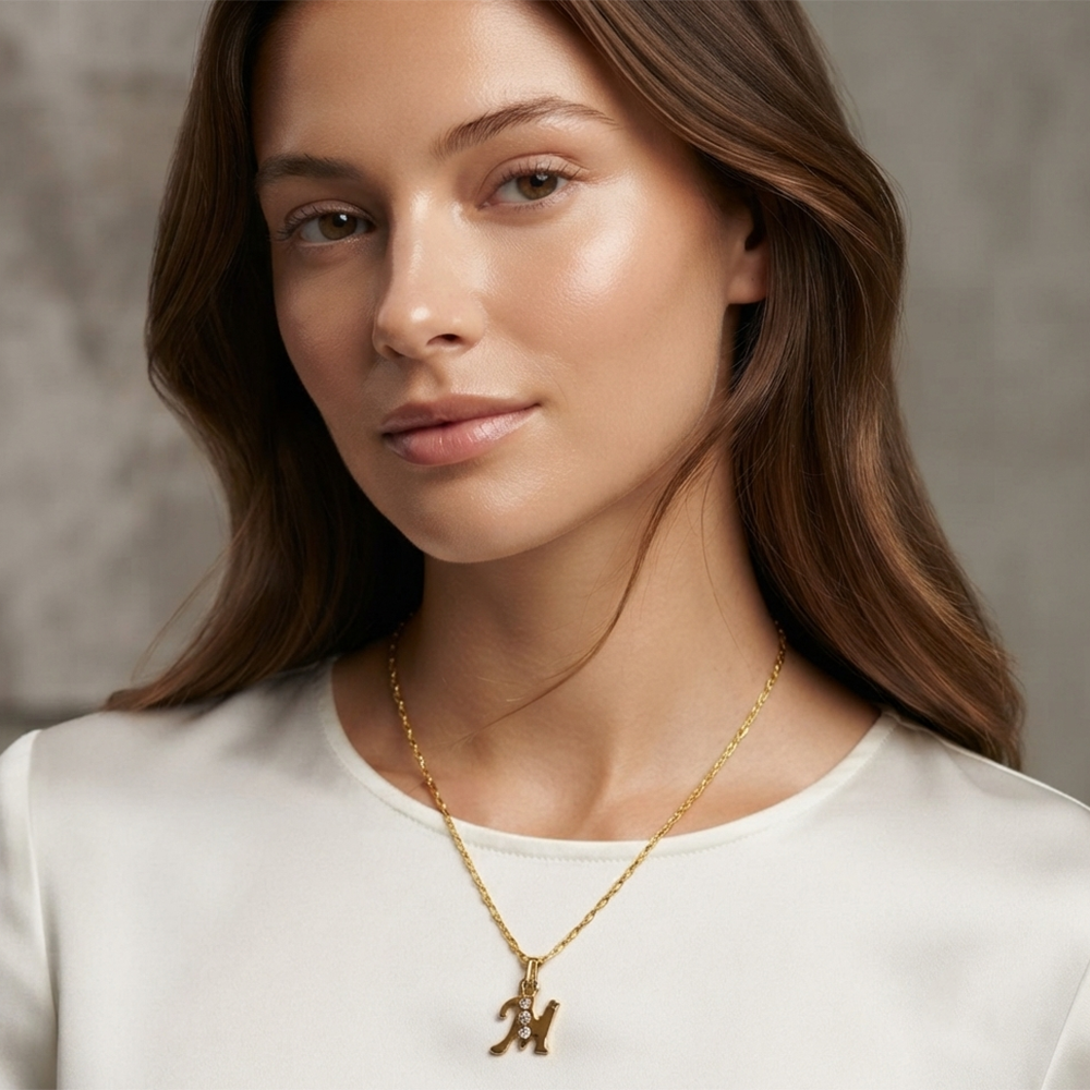 The99Jewel Beautiful Initial M Pendant Chain for Women Trendy Gold Plated Fashion Jewellery