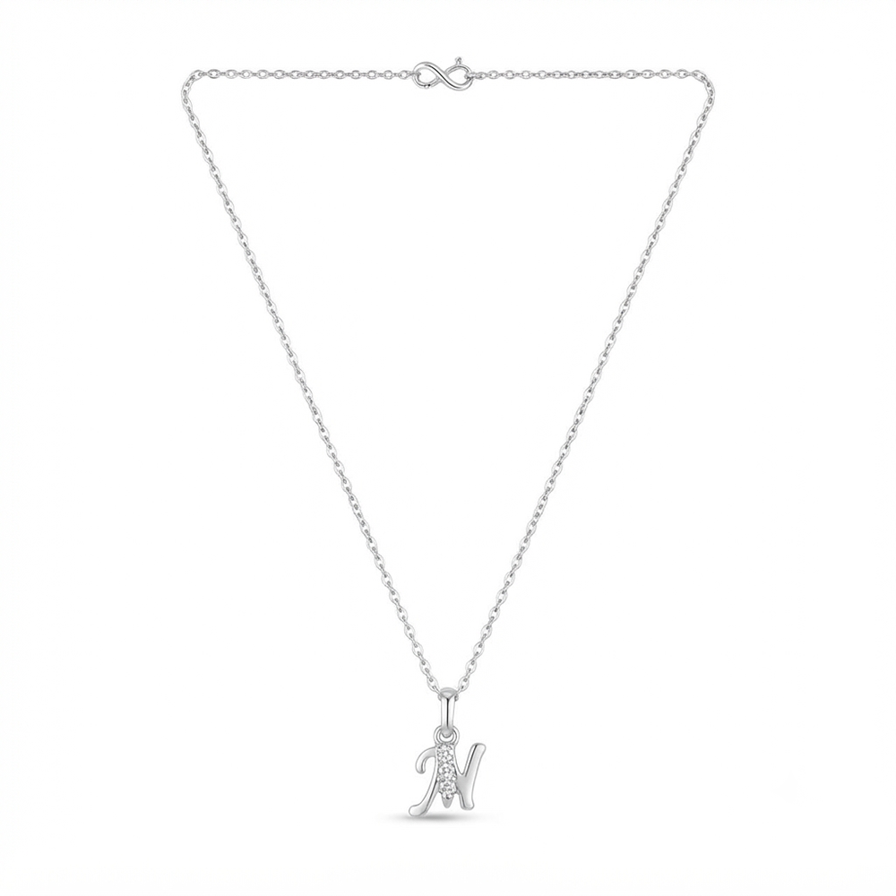 The99Jewel Silver Plated Letter M Initial Chain Pendant with Austrian Stone
