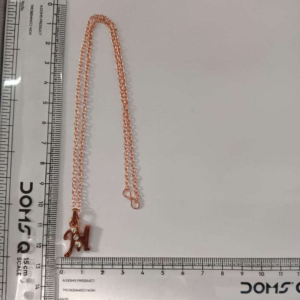 The99Jewel Rose Gold Plated Letter M Initial Chain Pendant with Austrian Stone