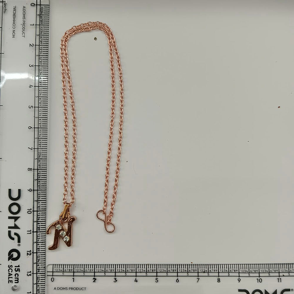 The99Jewel Rose Gold Plated Letter N Initial Chain Pendant with Austrian Stone