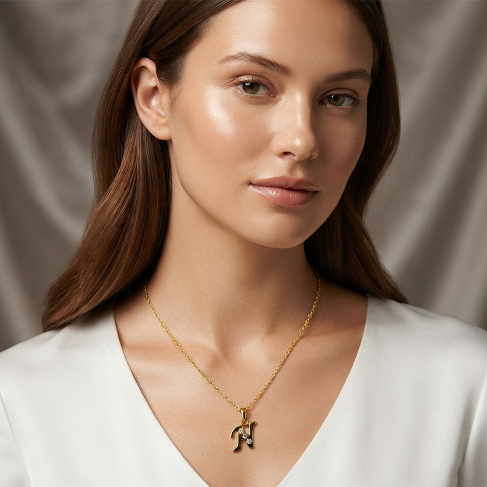 The99Jewel Beautiful Initial N Pendant Chain for Women Trendy Gold Plated Fashion Jewellery