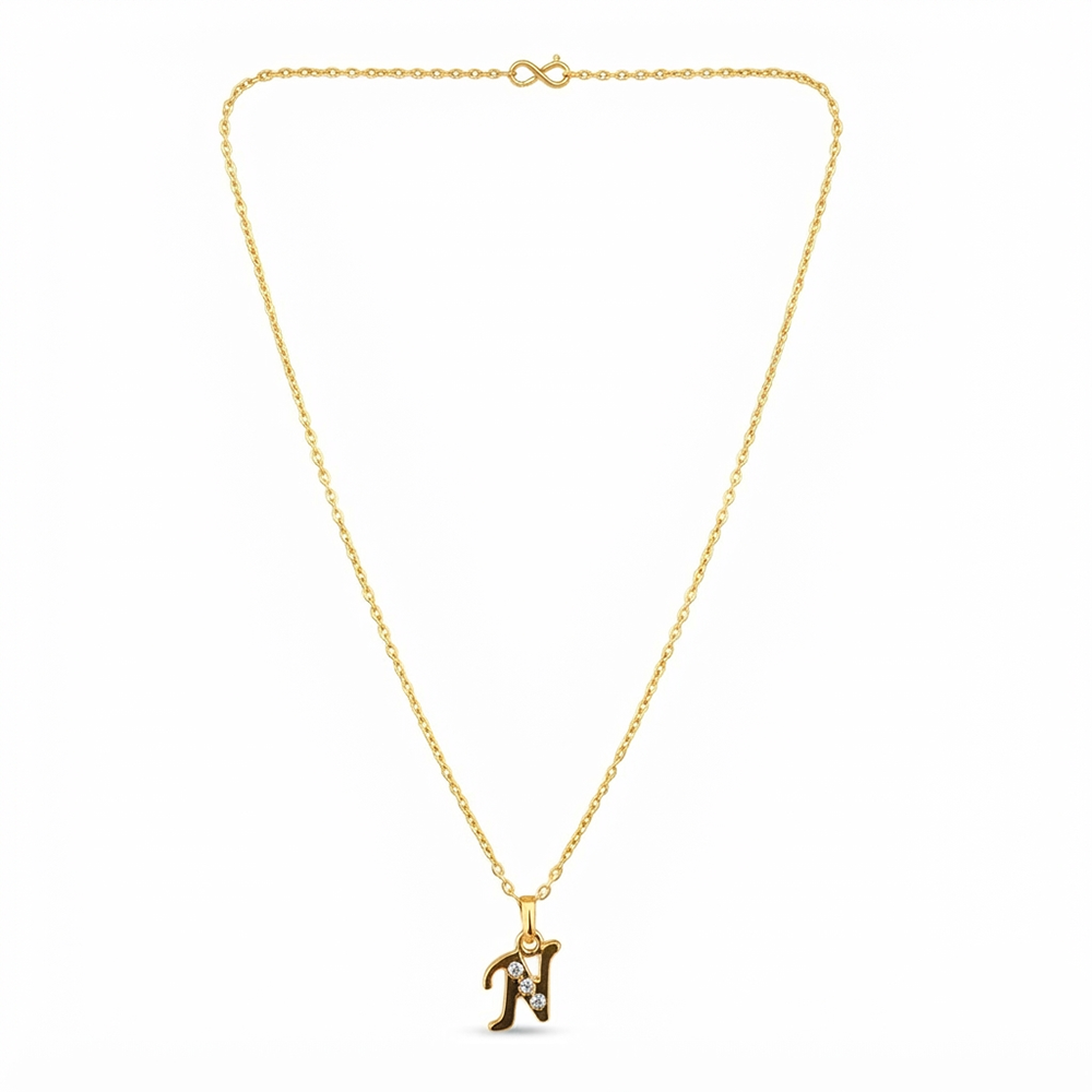 The99Jewel Beautiful Initial N Pendant Chain for Women Trendy Gold Plated Fashion Jewellery