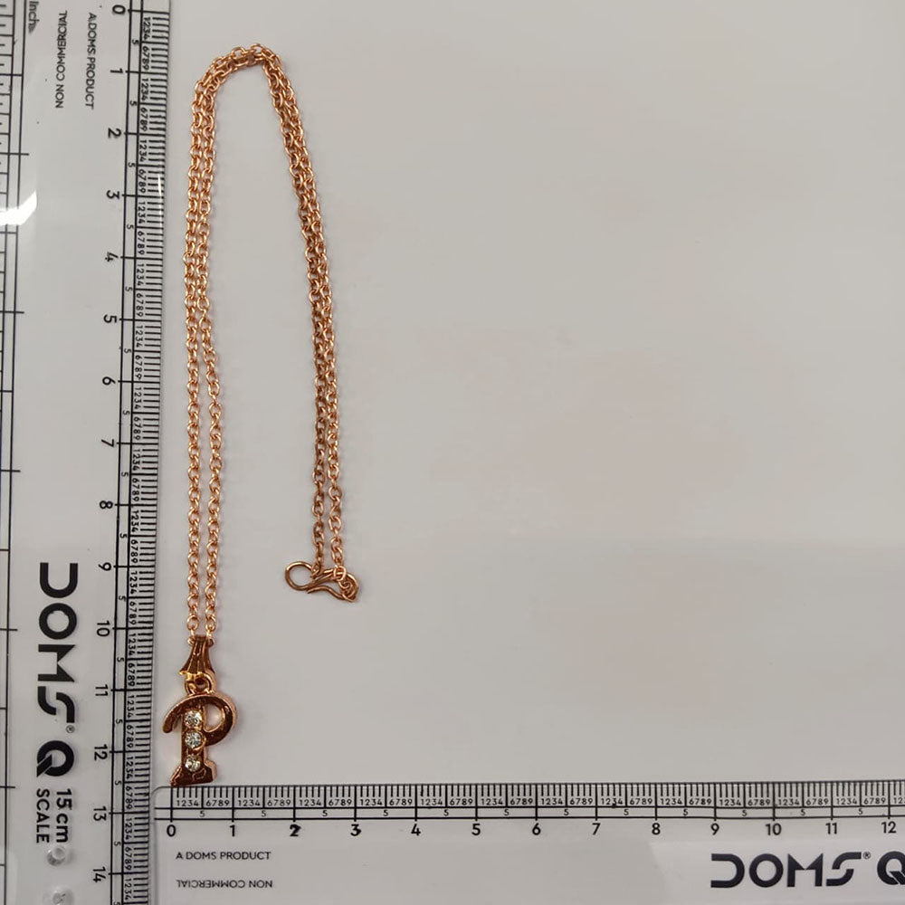 The99Jewel Rose Gold Plated Letter P Initial Chain Pendant with Austrian Stone
