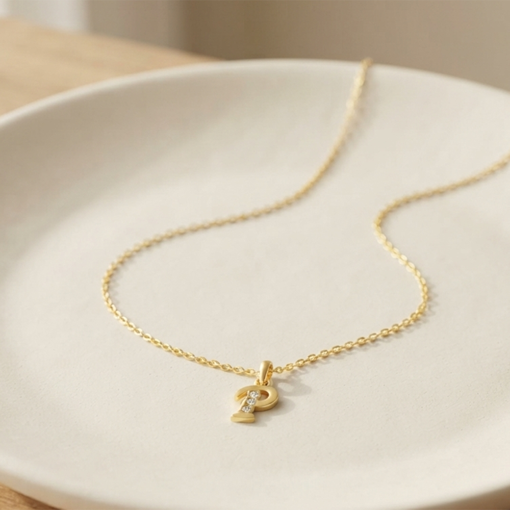 The99Jewel Beautiful Initial P Pendant Chain for Women Trendy Gold Plated Fashion Jewellery