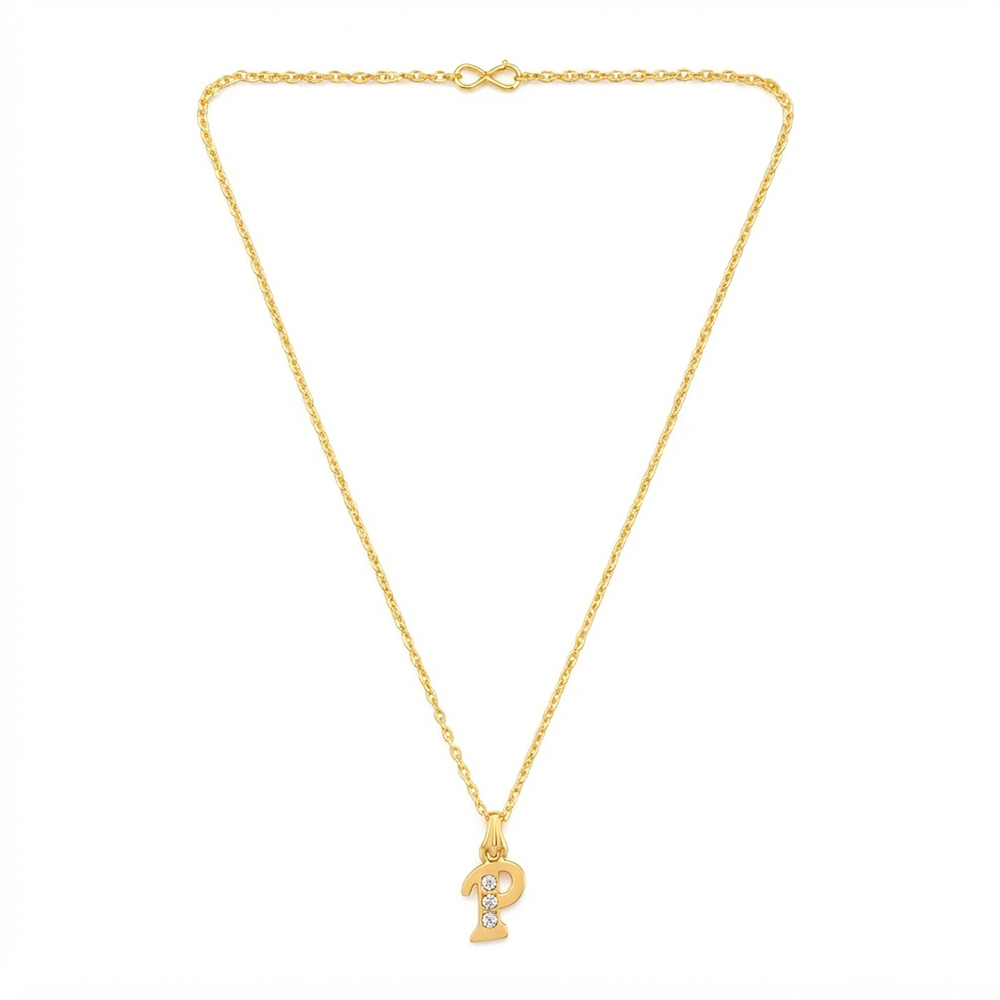 The99Jewel Beautiful Initial P Pendant Chain for Women Trendy Gold Plated Fashion Jewellery
