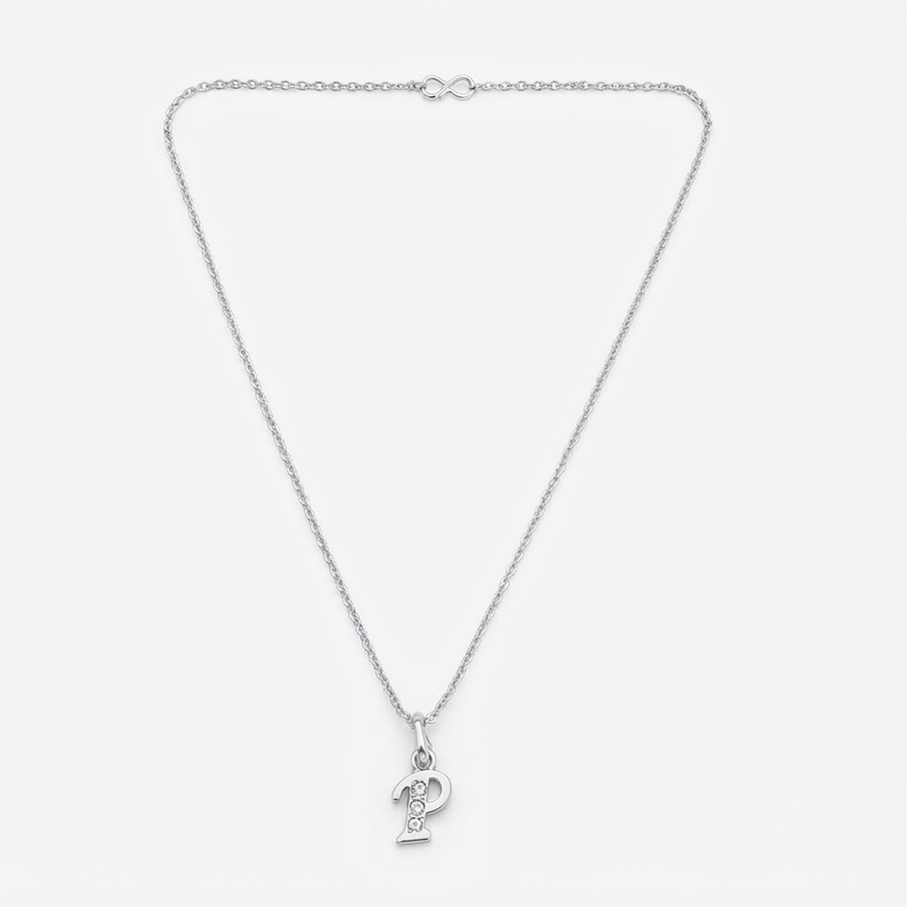 The99Jewel Silver Plated Letter P Initial Chain Pendant with Austrian Stone