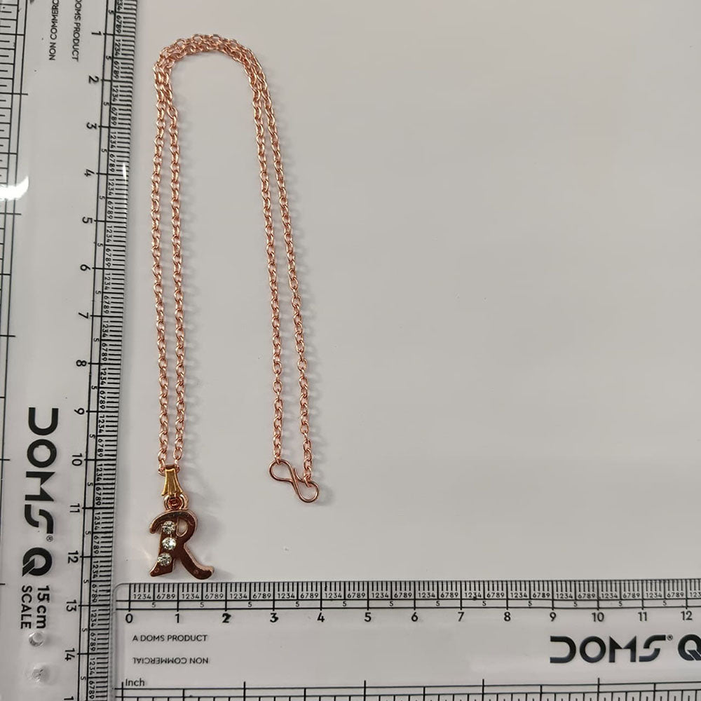 The99Jewel Rose Gold Plated Letter R Initial Chain Pendant with Austrian Stone