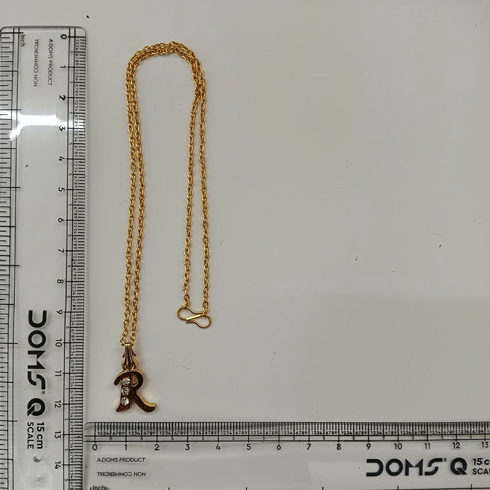 The99Jewel Beautiful Initial R Pendant Chain for Women Trendy Gold Plated Fashion Jewellery