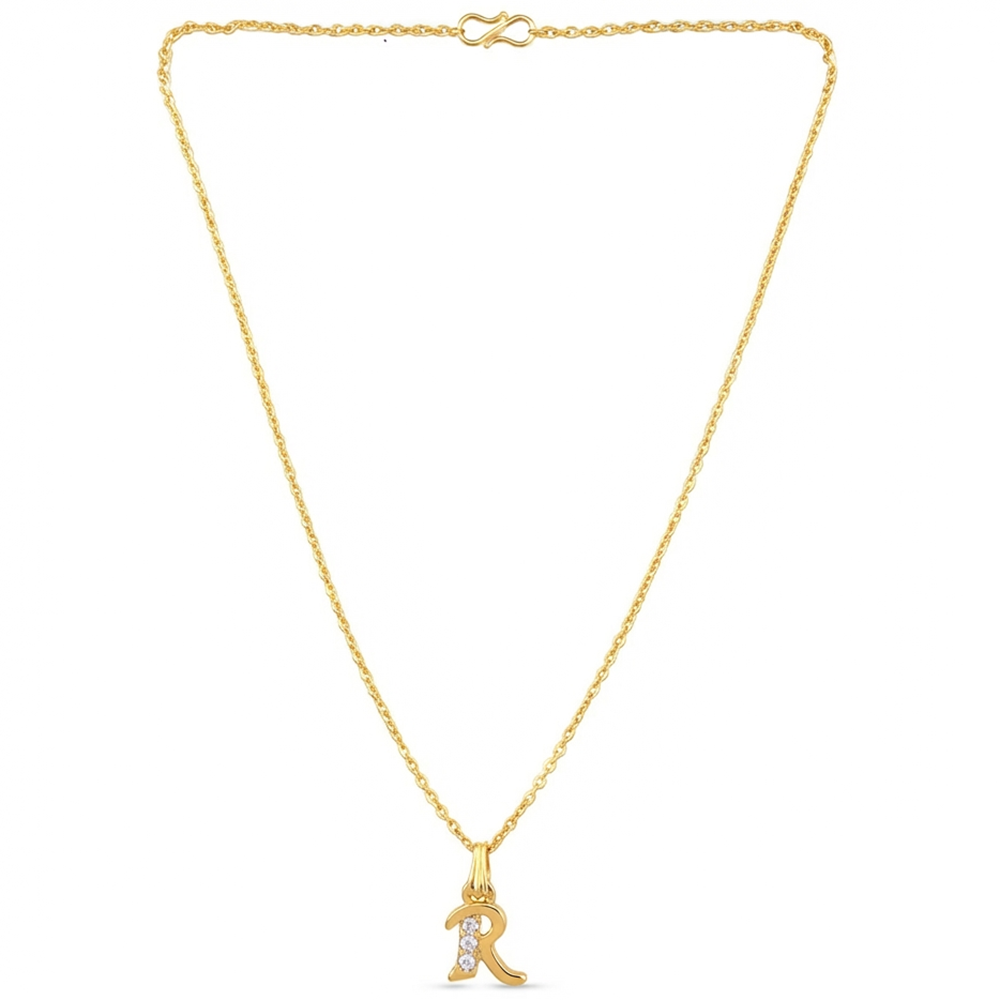 The99Jewel Beautiful Initial R Pendant Chain for Women Trendy Gold Plated Fashion Jewellery