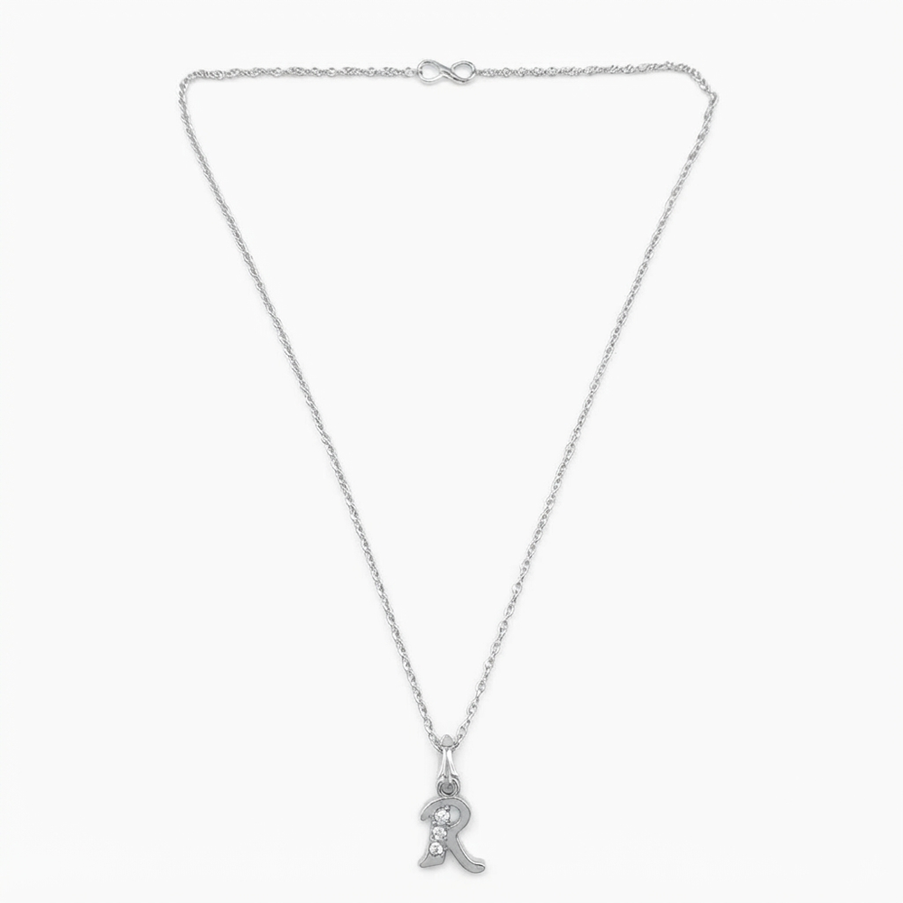 The99Jewel Silver Plated Letter R Initial Chain Pendant with Austrian Stone