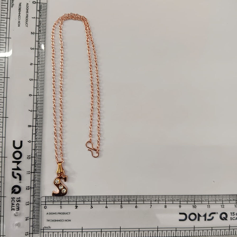 The99Jewel Rose Gold Plated Letter S Initial Chain Pendant with Austrian Stone