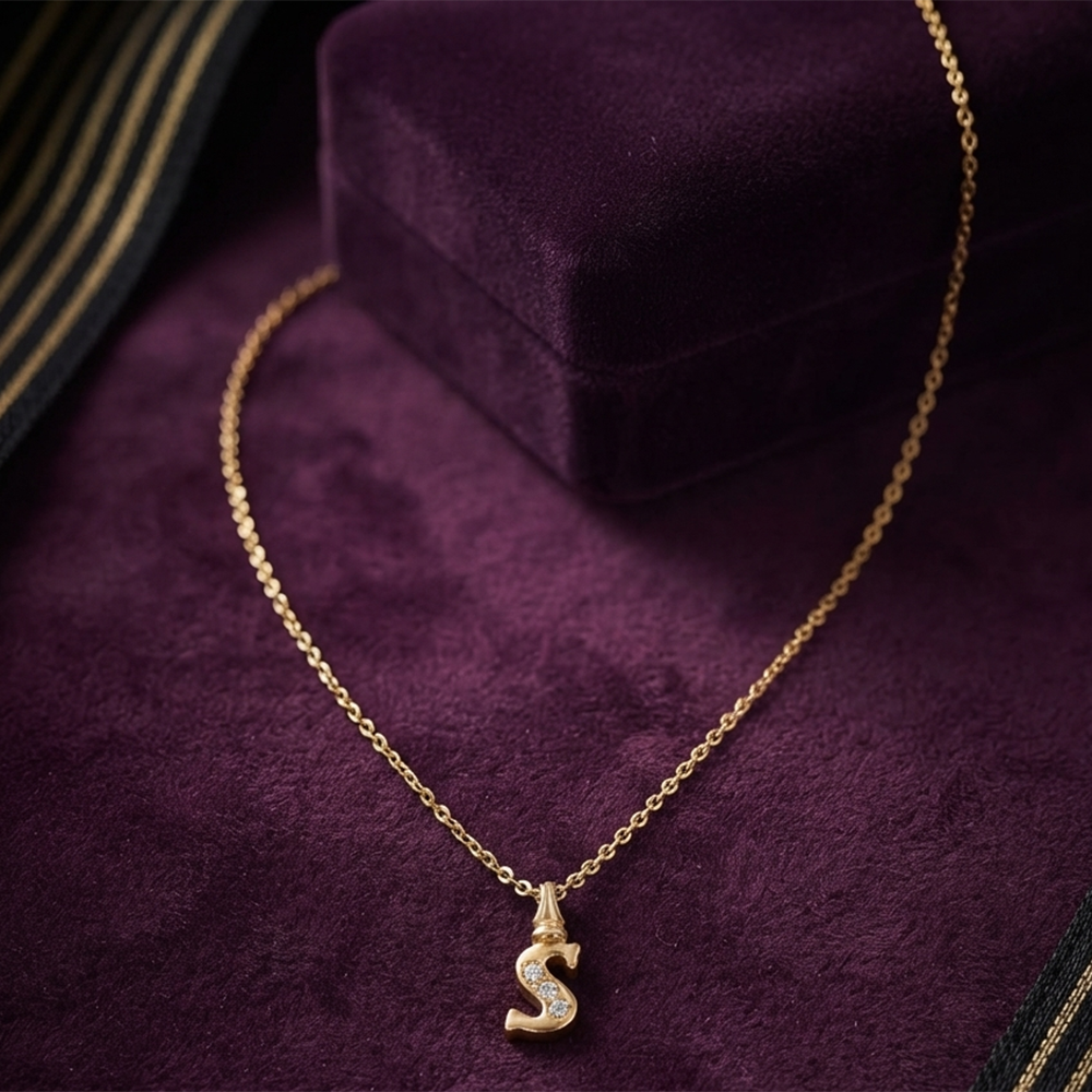 The99Jewel Beautiful Initial S Pendant Chain for Women Trendy Gold Plated Fashion Jewellery