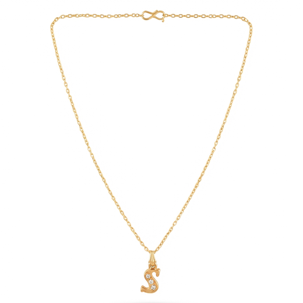 The99Jewel Beautiful Initial S Pendant Chain for Women Trendy Gold Plated Fashion Jewellery