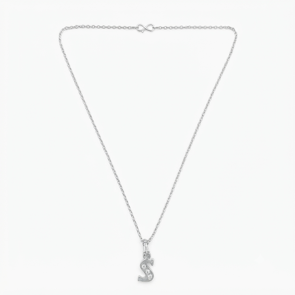 The99Jewel Silver Plated Letter S Initial Chain Pendant with Austrian Stone