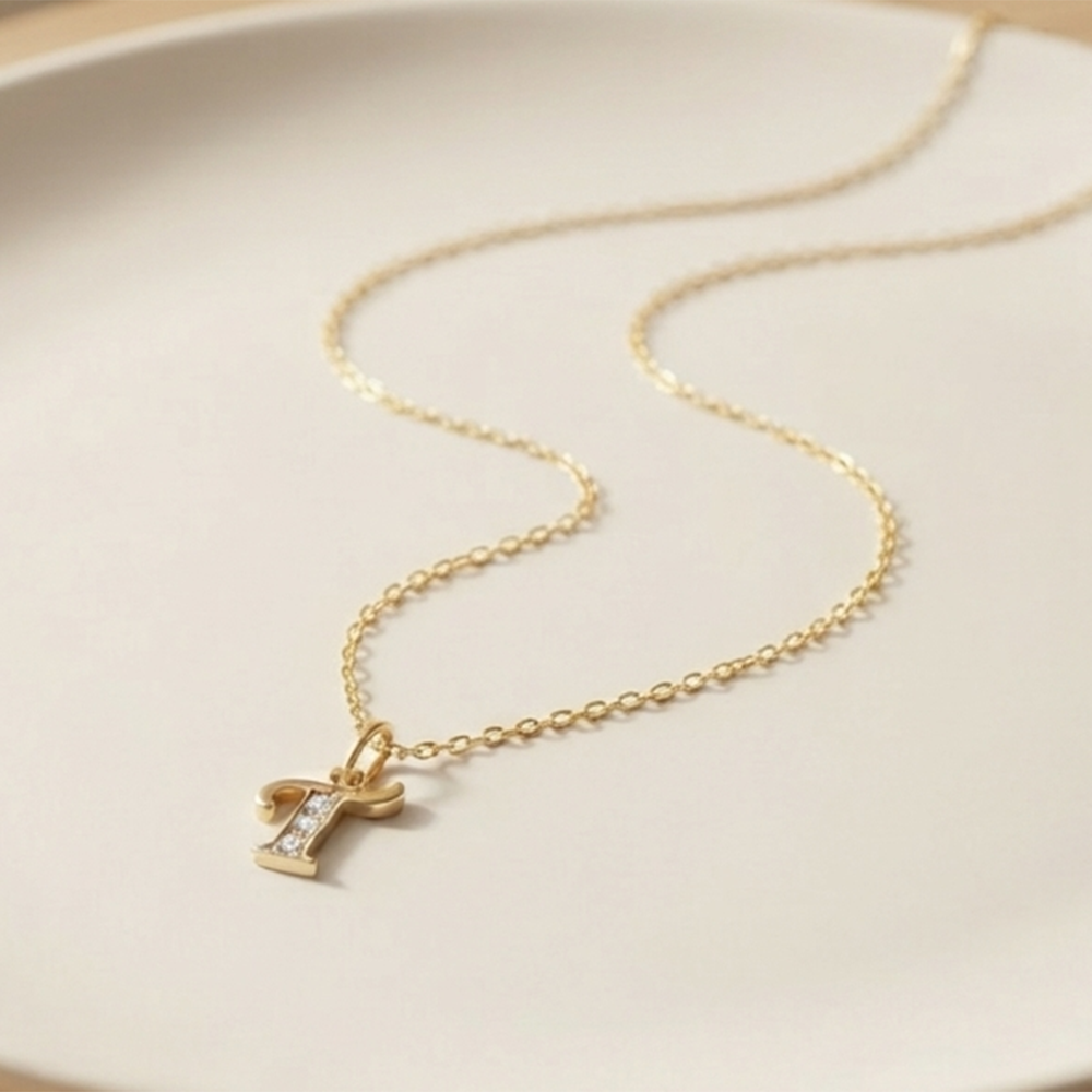 The99Jewel Beautiful Initial T Pendant Chain for Women Trendy Gold Plated Fashion Jewellery