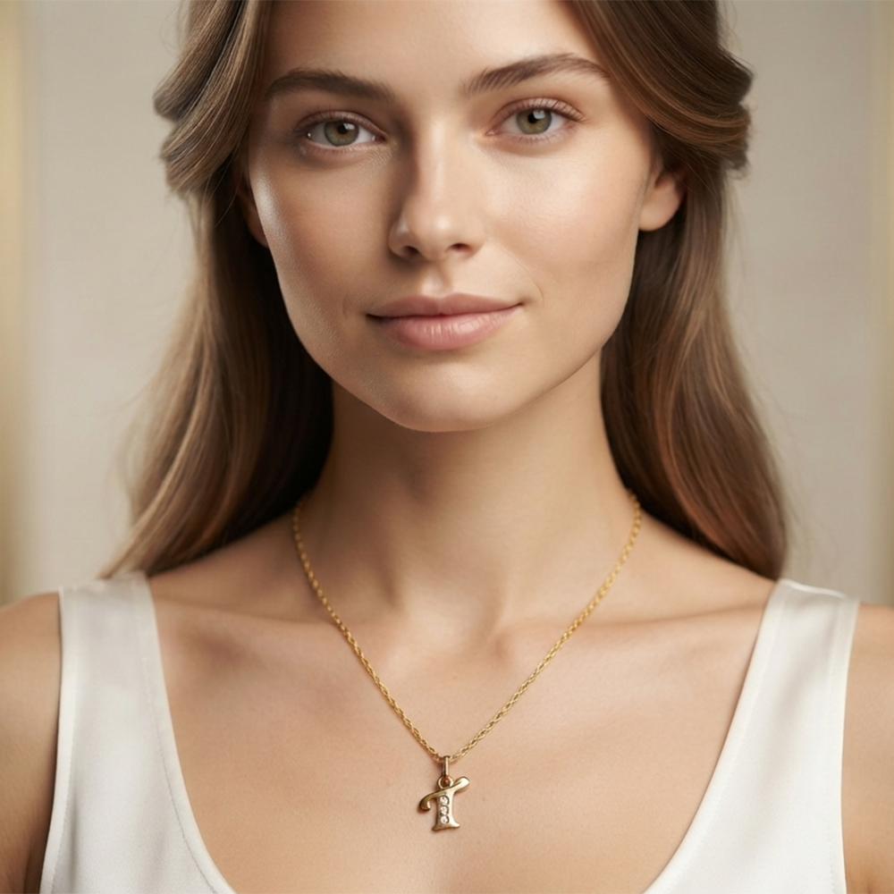 The99Jewel Beautiful Initial T Pendant Chain for Women Trendy Gold Plated Fashion Jewellery