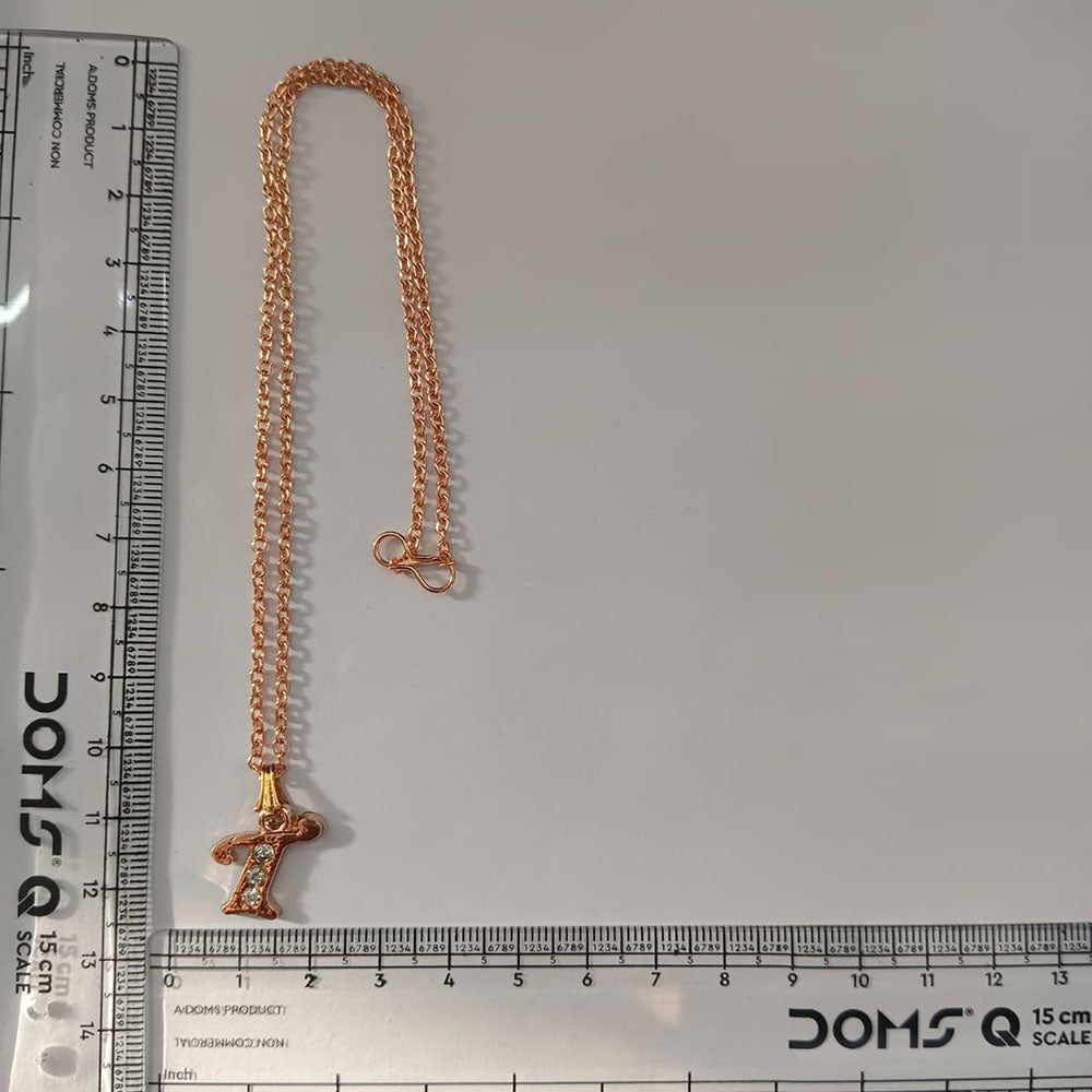 The99Jewel Rose Gold Plated Letter T Initial Chain Pendant with Austrian Stone