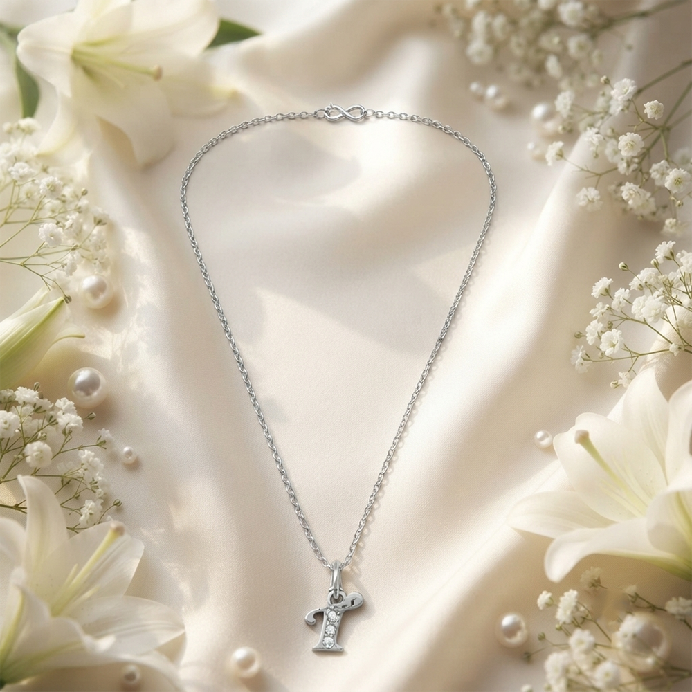 The99Jewel Silver Plated Letter T Initial Chain Pendant with Austrian Stone 