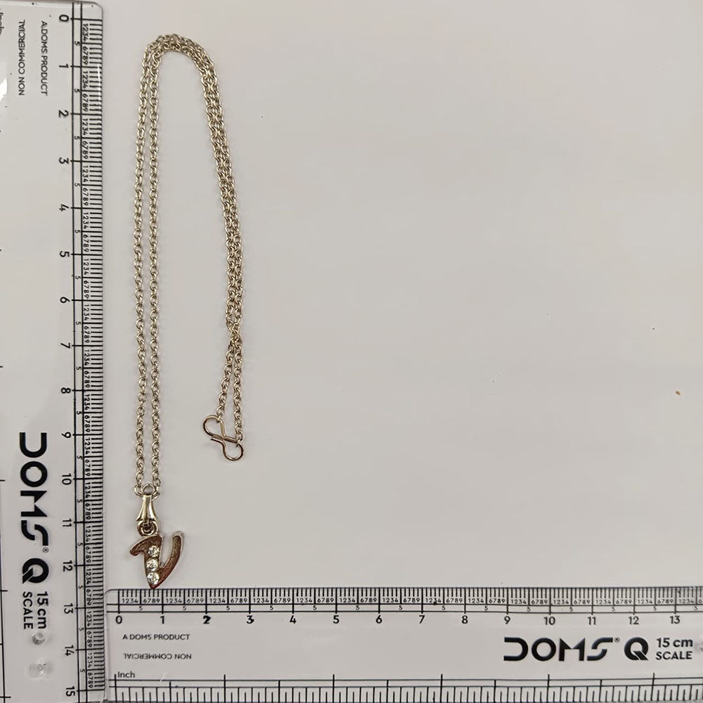 The99Jewel Silver Plated Letter V Initial Chain Pendant with Austrian Stone