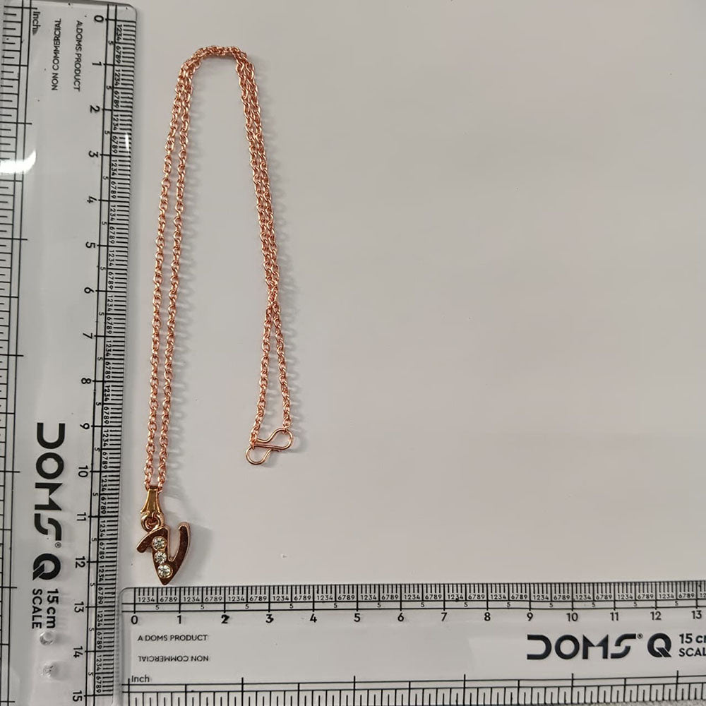 The99Jewel Rose Gold Plated Letter V Initial Chain Pendant with Austrian Stone