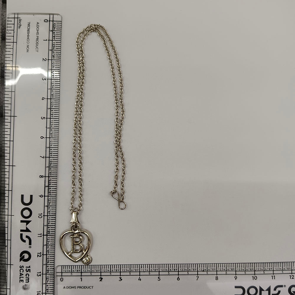 The99Jewel Letter B Initial Chain Pendant with Heart for Men & Women