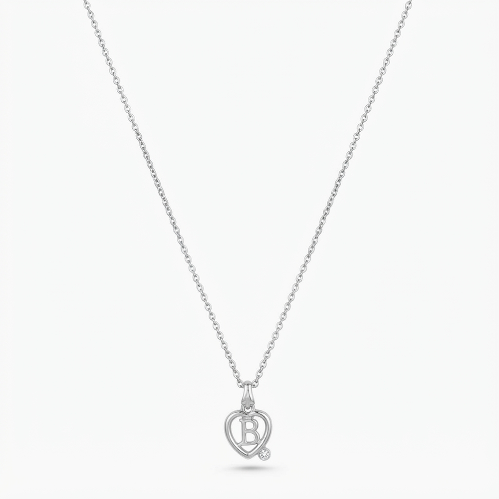 The99Jewel Letter B Initial Chain Pendant with Heart for Men & Women