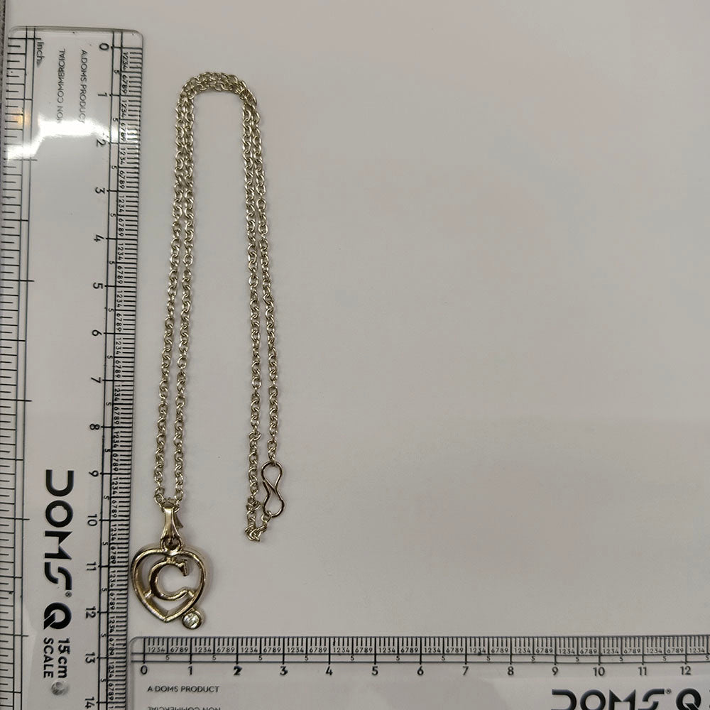 The99Jewel Letter C Initial Chain Pendant with Heart for Men & Women