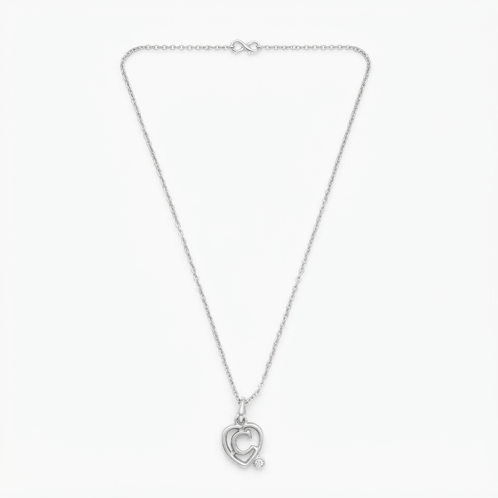 The99Jewel Letter C Initial Chain Pendant with Heart for Men & Women
