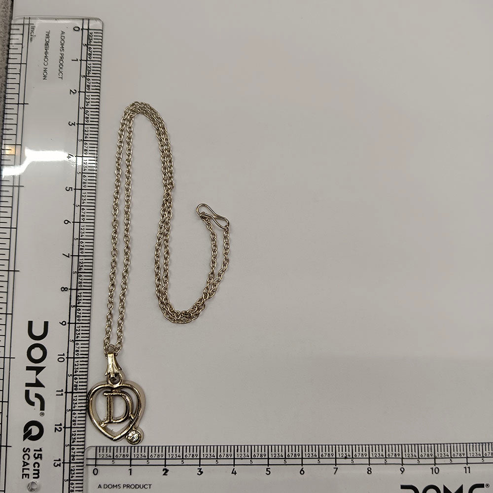 The99Jewel Letter D Initial Chain Pendant with Heart for Men & Women