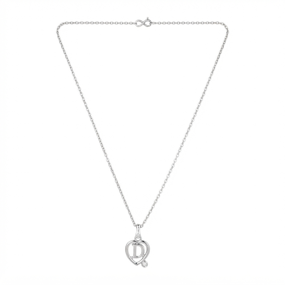 The99Jewel Letter D Initial Chain Pendant with Heart for Men & Women