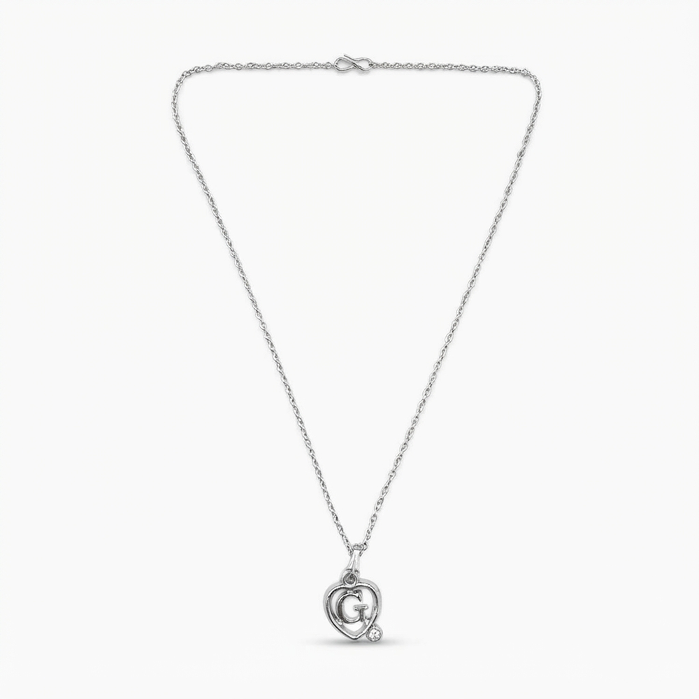 The99Jewel Letter G Initial Chain Pendant with Heart for Men & Women