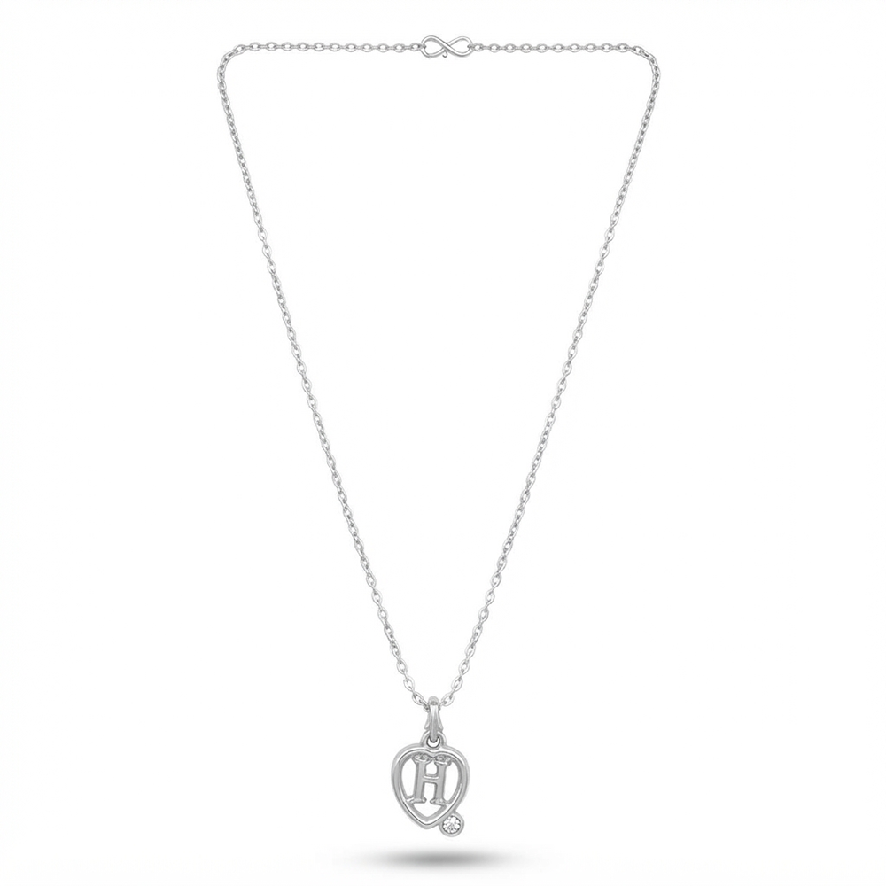 The99Jewel Letter H Initial Chain Pendant with Heart for Men & Women