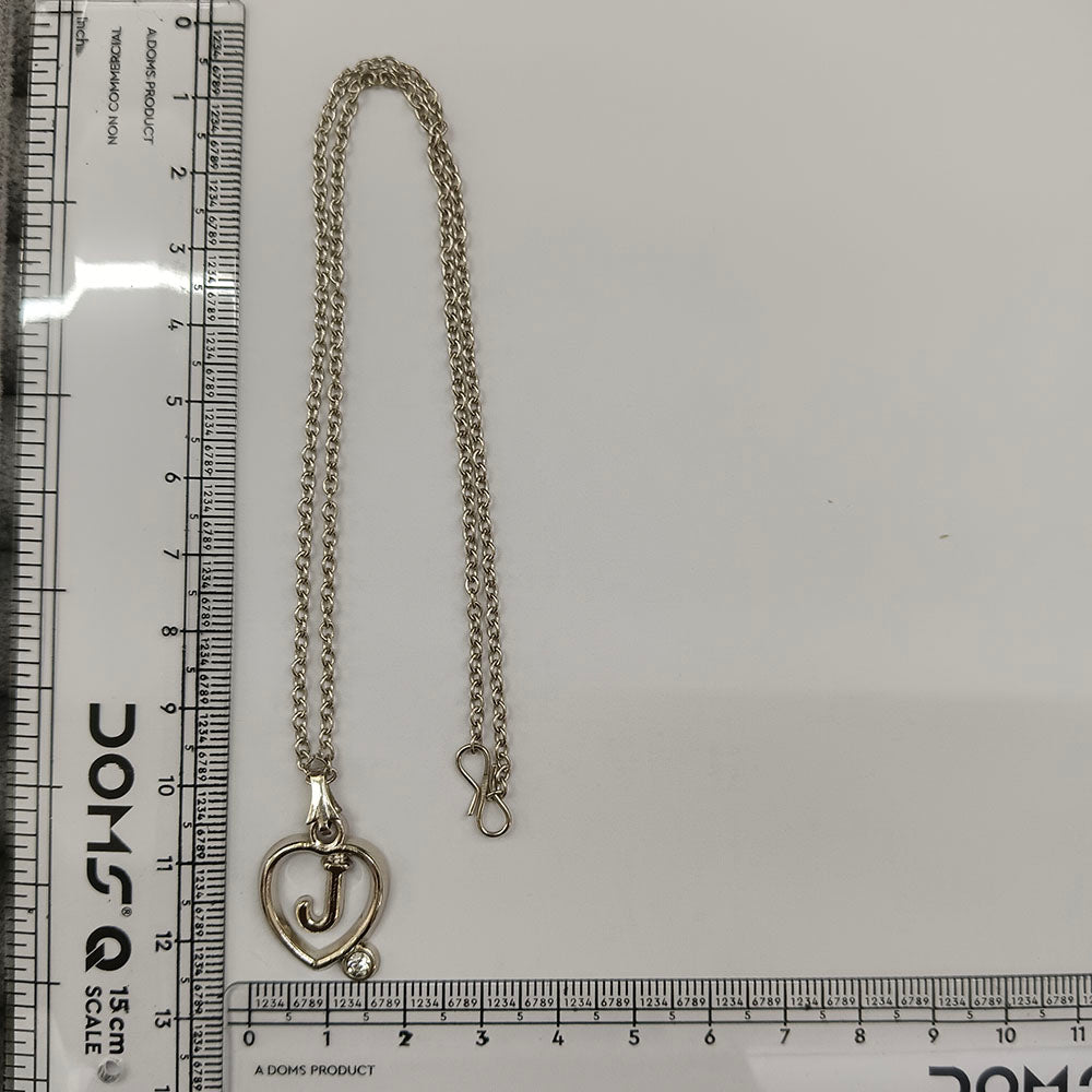 The99Jewel Letter J Initial Chain Pendant with Heart for Men & Women
