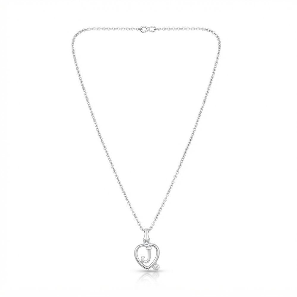 The99Jewel Letter J Initial Chain Pendant with Heart for Men & Women