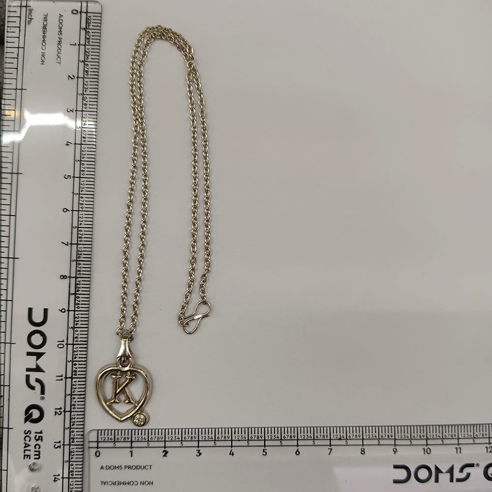The99Jewel Letter K Initial Chain Pendant with Heart for Men & Women
