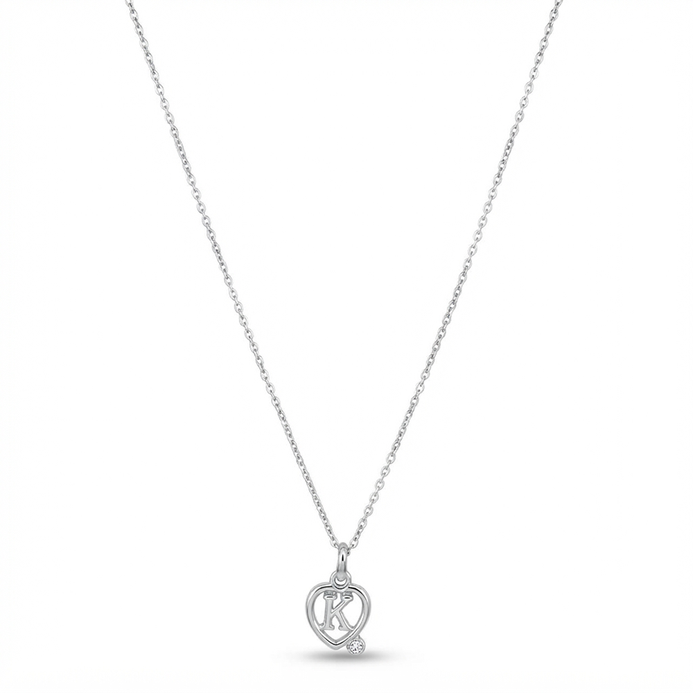 The99Jewel Letter K Initial Chain Pendant with Heart for Men & Women
