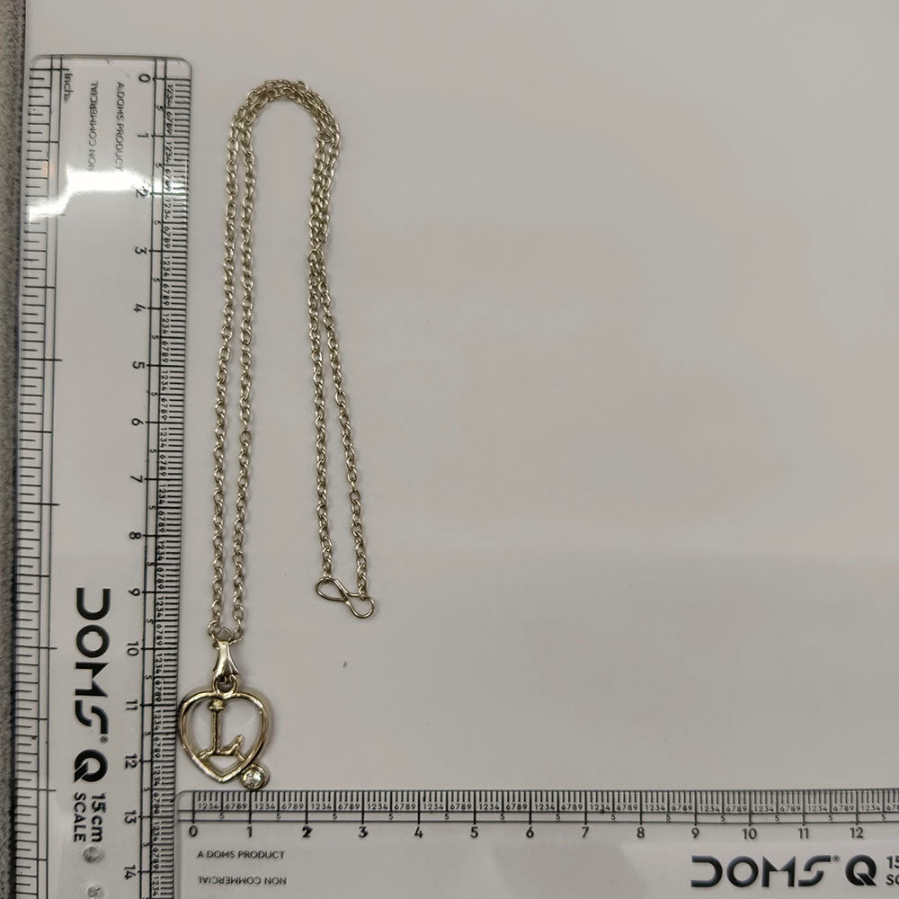 The99Jewel Letter L Initial Chain Pendant with Heart for Men & Women