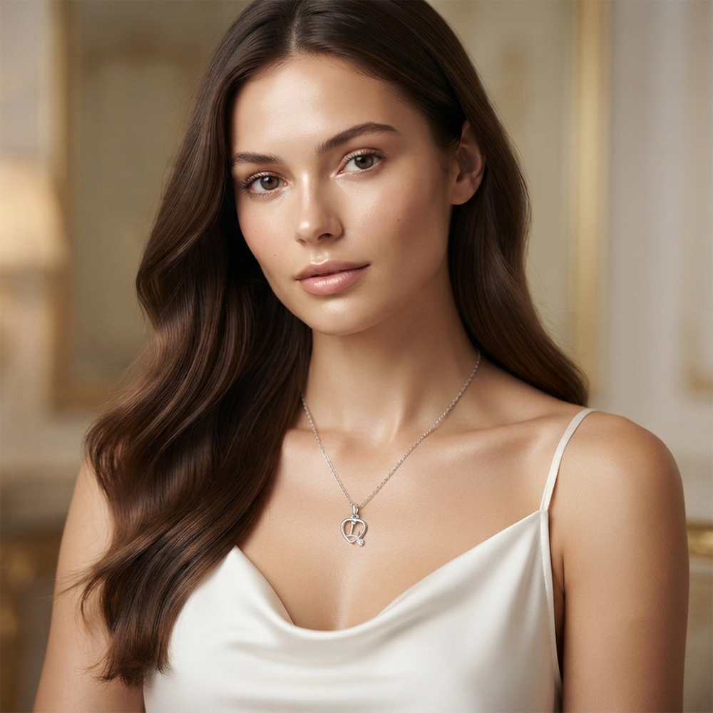 The99Jewel Letter L Initial Chain Pendant with Heart for Men & Women