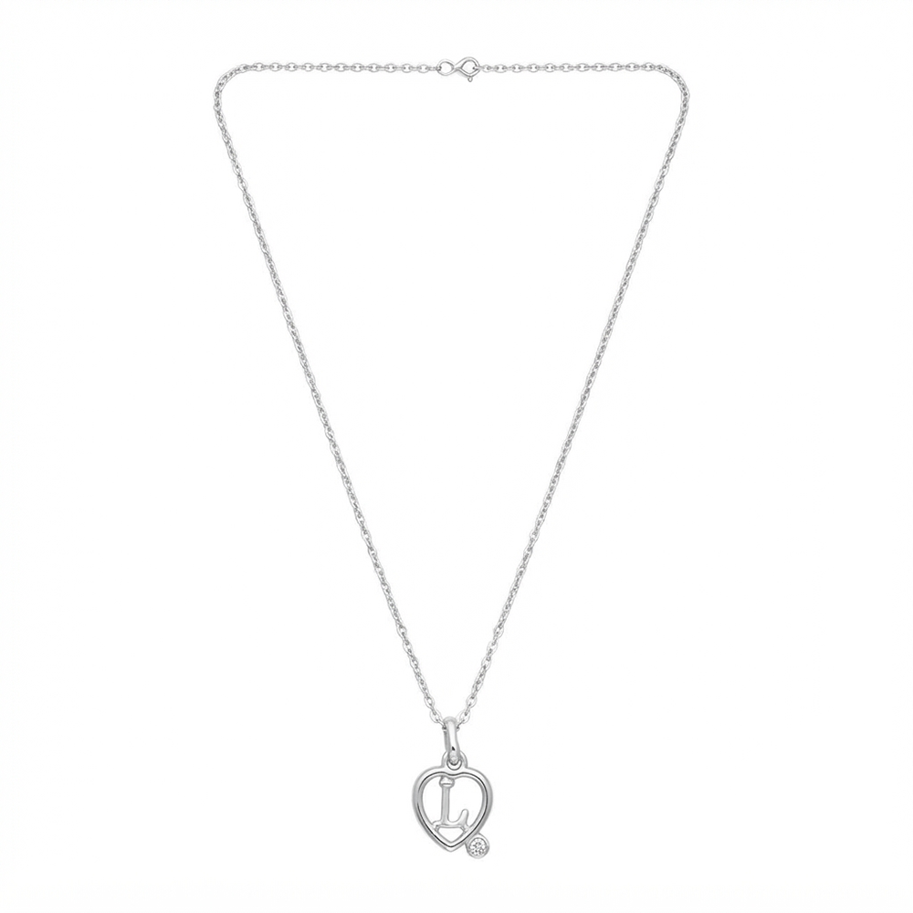 The99Jewel Letter L Initial Chain Pendant with Heart for Men & Women