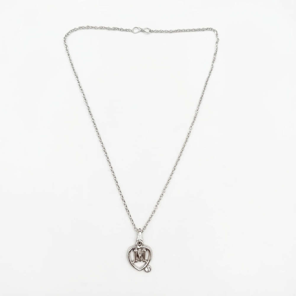 The99Jewel Letter M Initial Chain Pendant with Heart for Men & Women