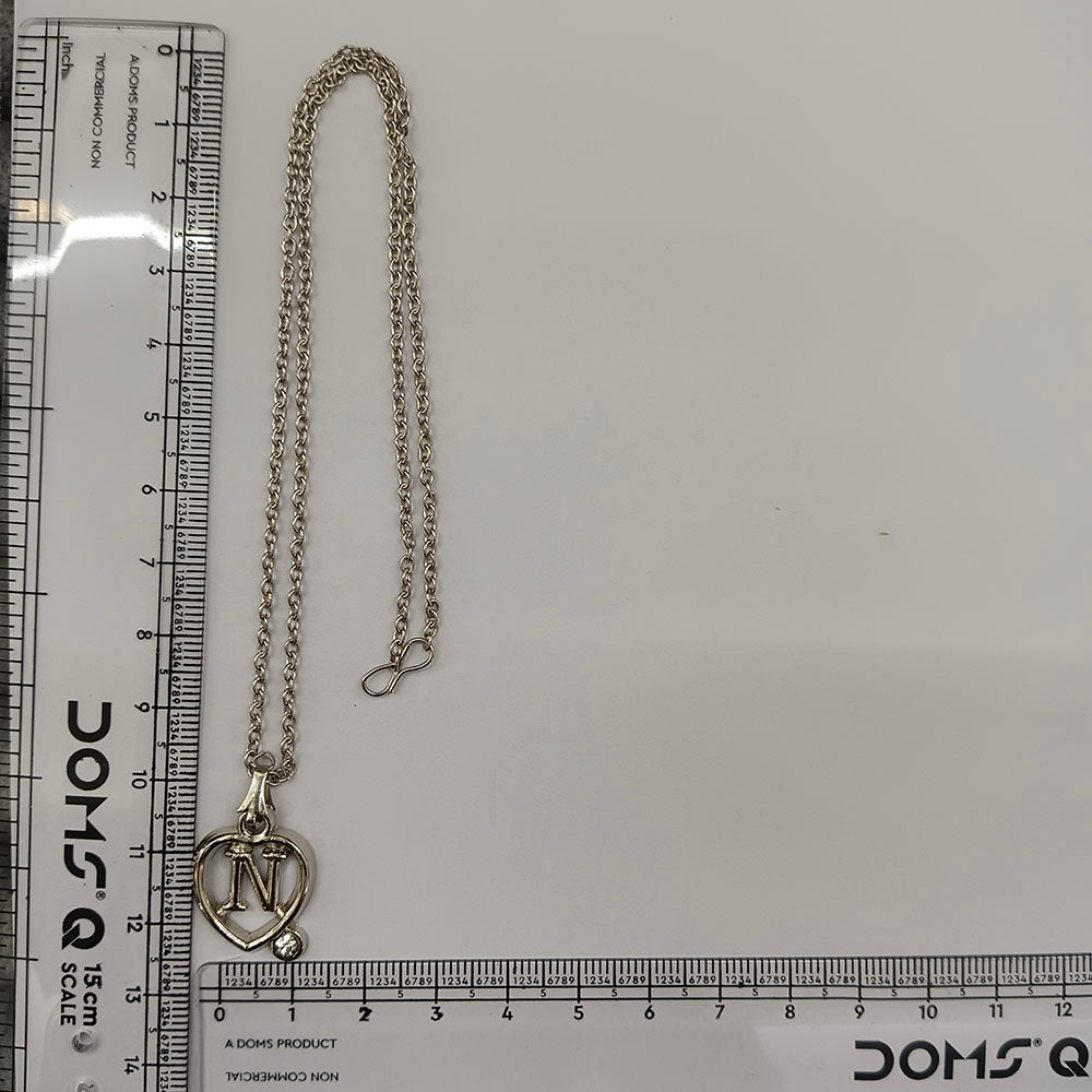 The99Jewel Letter N Initial Chain Pendant with Heart for Men & Women