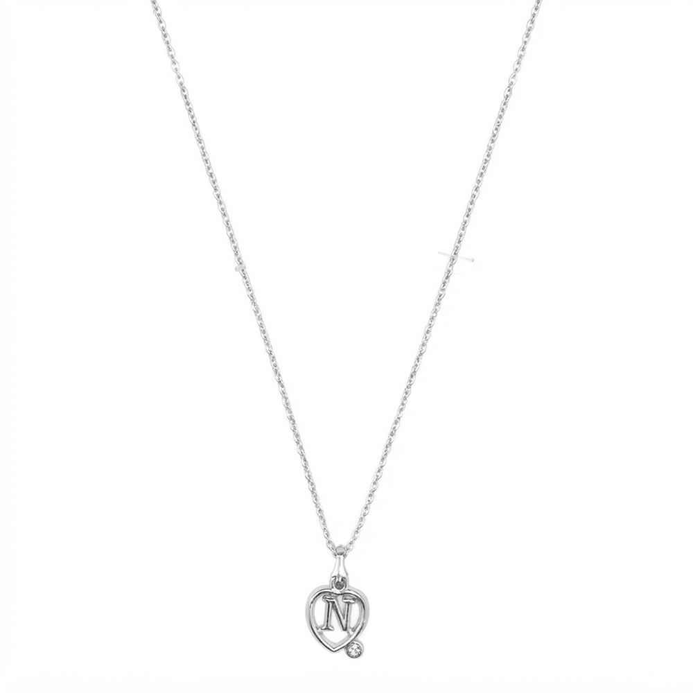 The99Jewel Letter N Initial Chain Pendant with Heart for Men & Women